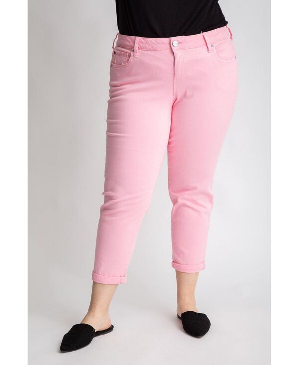 【送料無料】 スリンク レディース デニムパンツ ボトムス Plus Size Color Mid Rise Boyfriend rolled in 25.5