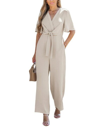 【送料無料】 カップシー レディース ジャンプスーツ トップス Women's Breezy Wide Leg Wrap Jumpsuit Light beige 【送料無料】 カップシー レディース ジャンプスーツ トップス Women's Breezy Wide Leg Wrap Jumpsuit Light beige