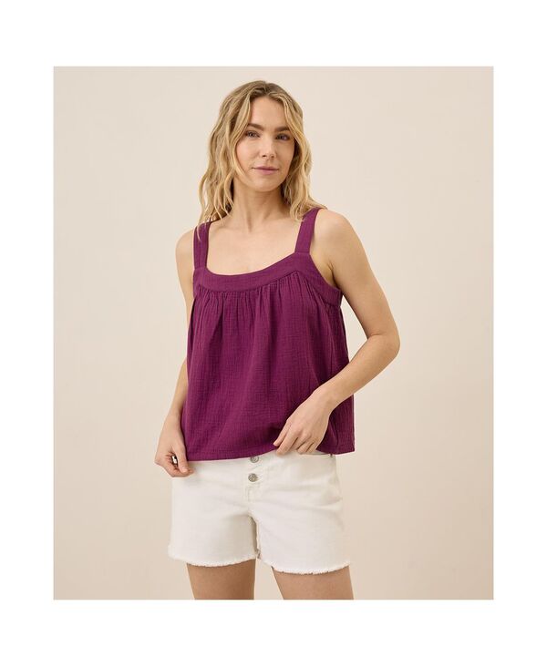 【送料無料】 パクト レディース シャツ トップス Women's Organic Cotton Coastal Double Gauze Square Neck Cami Sangria