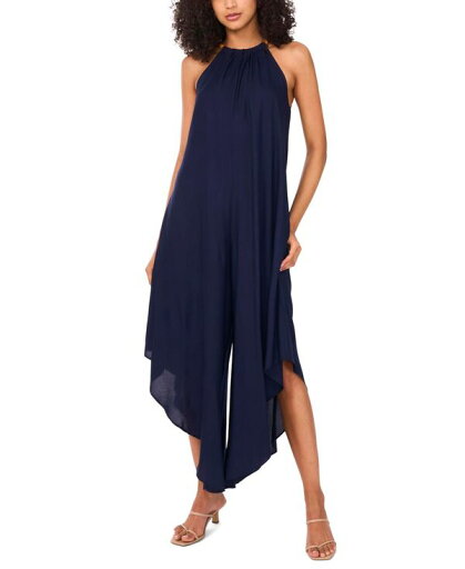 【送料無料】 ミスク レディース ジャンプスーツ トップス Women's Halter Beaded-Trim Asymmetrical-Hem Jumpsuit Navy 【送料無料】 ミスク レディース ジャンプスーツ トップス Women's Halter Beaded-Trim Asymmetrical-Hem Jumpsuit Navy