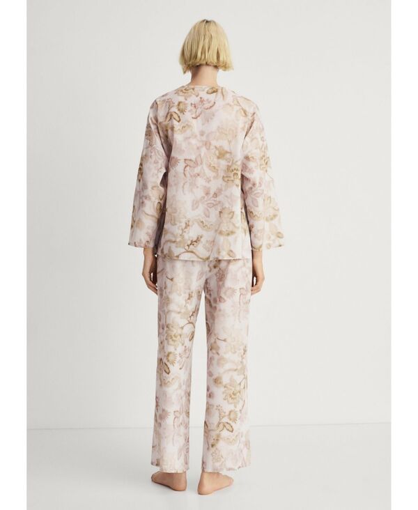【送料無料】 マンゴ レディース ナイトウェア アンダーウェア Women's Floral Detail Pajama Pants Light Pastel Gray