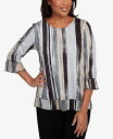 【送料無料】 アルフレッド ダナー レディース シャツ トップス Women's Santa Barbara Etched Stripe Bell Sleeve Top Black Multi
