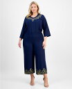 【送料無料】 ジェイエムコレクション レディース カジュアルパンツ ボトムス Plus Size Metallic Embroidered-Hem Capri Pants Intrepid Blue