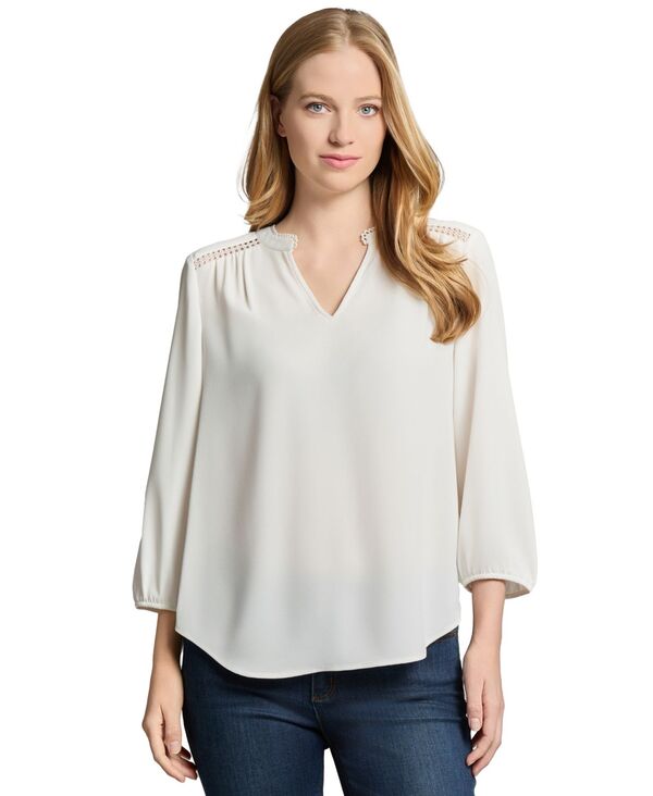 ̵ 硼󥺥˥塼衼 ǥ  ȥåץ Women's Split-Neck Picot-Trim Top Jo...