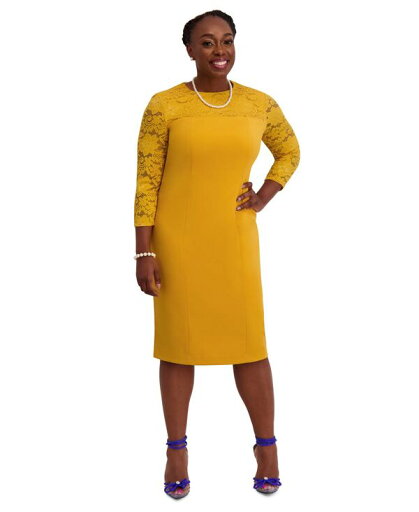 【送料無料】 カスパール レディース ワンピース トップス Women's Lace-Sleeve Sheath Dress Regular & Plus Sizes Gold Signa 【送料無料】 カスパール レディース ワンピース トップス Women's Lace-Sleeve Sheath Dress Regular & Plus Sizes Gold Signa