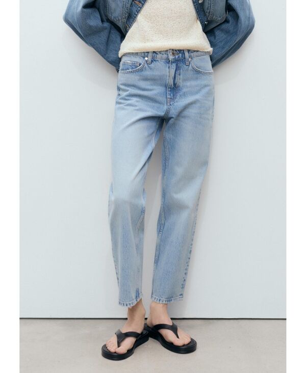 マンゴ レディース ボトムス デニムパンツ ジーンズ MANGO Women's Mid-Rise Straight Jeans Medium Blue ブルー