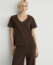 【送料無料】 マンゴ レディース ナイトウェア アンダーウェア Women's Plain V-Neck Cotton Pajama T-Shirt Brown