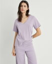 【送料無料】 マンゴ レディース ナイトウェア アンダーウェア Women's Plain V-Neck Cotton Pajama T-Shirt Lavender