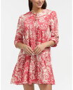 【送料無料】 エレントレイシー レディース ワンピース トップス Women's Tiered Dress with Double Tie Neckline Coral batik floral