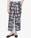 【送料無料】 ルビーアールディー レディース カジュアルパンツ ボトムス Petite Lotus Patchwork Crepe Capri Pants Black/White