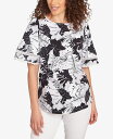 【送料無料】 ルビーアールディー レディース シャツ トップス Petite Tropical Layered Print T Shirt Black Multi(4)