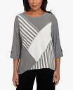 【送料無料】 アルフレッド ダナー レディース シャツ トップス Women's Santa Barbara Diagonal Spliced Stripe Top Gray