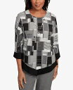 【送料無料】 アルフレッド ダナー レディース シャツ トップス Women's Santa Barbara Patchwork Solid Black Trim Crew Neck Top Black Multi
