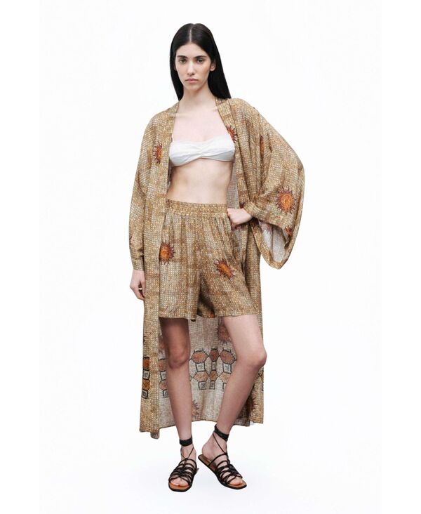 ノクチューン レディース ボトムス ハーフパンツ・ショーツ NOCTURNE Women's Mosaic Patterned Kimono..