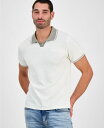 【送料無料】 ゲス メンズ ポロシャツ トップス Men's Weston Waffle-Knit Tipped Polo Shirt Dove White