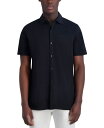 【送料無料】 カール ラガーフェルド メンズ シャツ トップス Men's Short Sleeve Collared Knit Button Front T-Shirt Black(4)