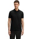 【送料無料】 ヒューゴボス メンズ ポロシャツ トップス Men's Jacquard Body-Mapping Cotton Polo Shirt Black