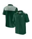 【送料無料】 ファナティクス メンズ ポロシャツ トップス Men's Hunter Green Milwaukee Bucks Iconic Brushed ...