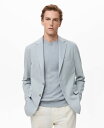 【送料無料】 マンゴ メンズ ジャケット・ブルゾン アウター Men's Verner Slim Fit Cotton Blazer Sky Blue
