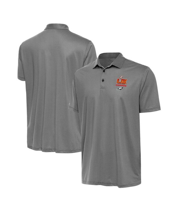 【送料無料】 アンティグア メンズ ポロシャツ トップス Men's White/Black Philadelphia Eagles Super Bowl LIX Champions Rings Polo Shirt White Black