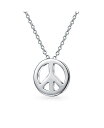 【送料無料】 ブリング レディース ネックレス・チョーカー・ペンダントトップ アクセサリー Minimalist World Peace Sign Pendant Necklace in Gold Plated Sterling Silver Silver tone