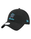 【送料無料】 ニューエラ レディース 帽子 アクセサリー Women's Black Miami Marlins Preppy Team 9TWENTY Adjustable Hat Black