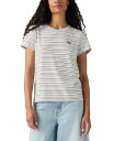 【送料無料】 リーバイス レディース シャツ トップス Women's The Perfect Crewneck Cotton T-Shirt Mandy Stripe Chambray Blue