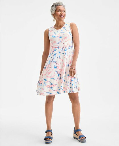 【送料無料】 スタイルアンドコー レディース ワンピース トップス Women's Printed Sleeveless Flip Flop Dress Ikat Dye 【送料無料】 スタイルアンドコー レディース ワンピース トップス Women's Printed Sleeveless Flip Flop Dress Ikat Dye
