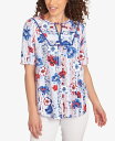 【送料無料】 ルビーアールディー レディース シャツ トップス Petite Riviera Floral Stripe Print Knit Top Red multi