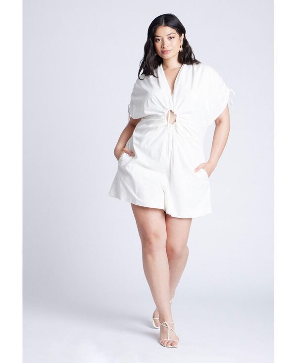 エロクイ レディース ボトムス ハーフパンツ・ショーツ ロンパース ELOQUII Women's Poplin Romper Jet stream