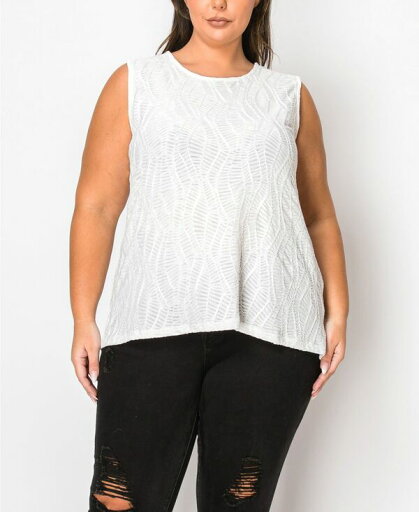 【送料無料】 コイン1804 レディース シャツ トップス Plus Size Spiral Wave Texture Strappy Back Tank Top Ivory 【送料無料】 コイン1804 レディース シャツ トップス Plus Size Spiral Wave Texture Strappy Back Tank Top Ivory