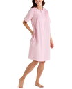 【送料無料】 ミス エレーン レディース ナイトウェア アンダーウェア Women's Short-Sleeve Seersucker Robe Peach/white Check