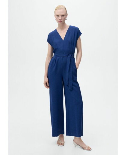 【送料無料】 マンゴ レディース ジャンプスーツ トップス Women's Long Cropped Belted Jumpsuit Ink Blue 【送料無料】 マンゴ レディース ジャンプスーツ トップス Women's Long Cropped Belted Jumpsuit Ink Blue