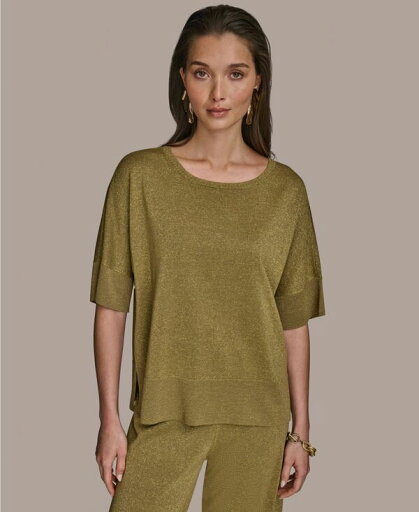 【送料無料】 ダナ キャラン ニューヨーク レディース ニット・セーター アウター Women's Elbow-Sleeve Metallic Sweater Smokey Olive/gold 【送料無料】 ダナ キャラン ニューヨーク レディース ニット・セーター アウター Women's Elbow-Sleeve Metallic Sweater Smokey Olive/gold
