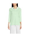 【送料無料】 ランズエンド レディース ポロシャツ トップス Women's 3/4 Sleeve Supima Cotton Polo Shirt Icy m...