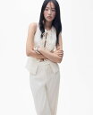【送料無料】 マンゴ レディース シャツ トップス Women's Bow Linen-Blend Top Ecru