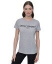 【送料無料】 ダナ キャラン ニューヨーク レディース Tシャツ トップス Women's Cotton-Blend Rhinestone-Logo T-Shirt Pearl Grey Heather/ Black(4)