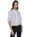 【送料無料】 カール ラガーフェルド レディース シャツ トップス Women's Cotton Floral-Embroidered Camp Shirt W...