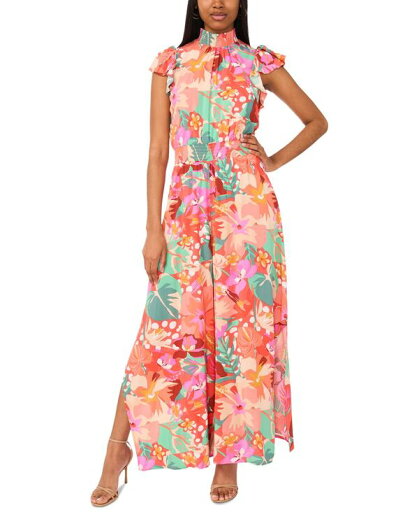 【送料無料】 ミスク レディース ジャンプスーツ トップス Women's Smocked Waist Printed Wide-Leg Jumpsuit Orange/ Multi 【送料無料】 ミスク レディース ジャンプスーツ トップス Women's Smocked Waist Printed Wide-Leg Jumpsuit Orange/ Multi