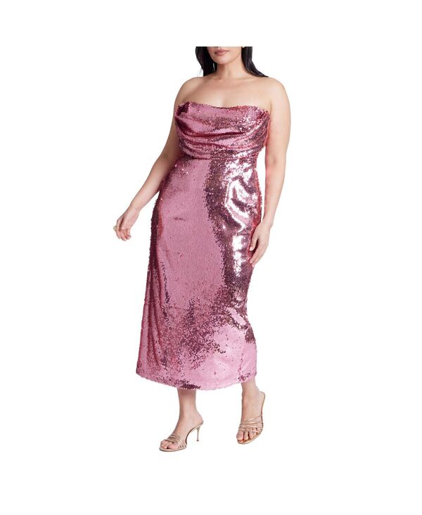 エロクイ レディース トップス ワンピース スパンコール ELOQUII Women's Corset Bodice Sequin Dress Pink power ピンク