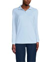 【送料無料】 ランズエンド レディース シャツ トップス Women's School Uniform Long Sleeve Mesh Polo Shirt Blue