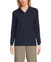 【送料無料】 ランズエンド レディース シャツ トップス Women's School Uniform Long Sleeve Mesh Polo Shirt Classic navy