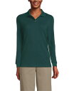 【送料無料】 ランズエンド レディース シャツ トップス Women's School Uniform Long Sleeve Mesh Polo Shirt Evergreen