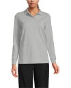 【送料無料】 ランズエンド レディース シャツ トップス Women's School Uniform Long Sleeve Mesh Polo Shirt Gray heather