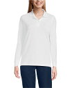 【送料無料】 ランズエンド レディース シャツ トップス Women's School Uniform Long Sleeve Mesh Polo Shirt White