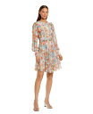【送料無料】 マックダガル レディース ワンピース トップス Women's Floral Mesh Ruffle High Neck Mini Dress B...
