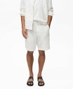 【送料無料】 マンゴ メンズ ハーフパンツ・ショーツ ボトムス Men's Linen Lyocell Slim-Fit Bermuda Shorts Off White