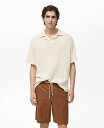 【送料無料】 マンゴ メンズ ポロシャツ トップス Men's Crochet Cotton Polo Shirt Ivory White