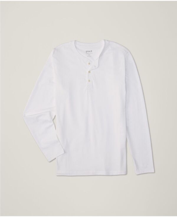 【送料無料】 パクト メンズ Tシャツ トップス Men's Organic Cotton Softspun Long Sleeve Henley White