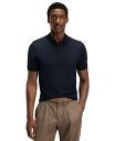 【送料無料】 ヒューゴボス メンズ ポロシャツ トップス Men's Cotton-Silk Jacquard Zip-Neck Polo Shirt Dark...